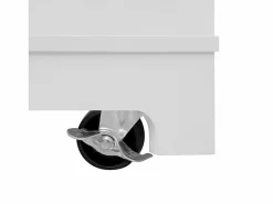 Hot Hauss Spole Isla de cocina con ruedas con USB, 2 cajones y 2 puertas - Compartimento para papelera - y natural Blanco