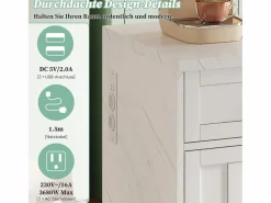 Isla de cocina con tomas de corriente, puertos USB, estantes ajustables y barra (120x60x91cm)