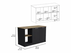 Sale TuHome Isla de cocina Enebro en melamina con 2 puertas y 6 estantes , , 90 cm X 150 cm X 64 cm Multicolor