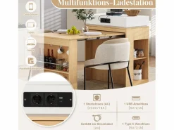 Online Merax Isla de cocina extensible con ruedas y tablero abatible - 83 x 46 x 96 cm - mesa alta con puerta y cajón - MDF + cristal - natural Color natural claro