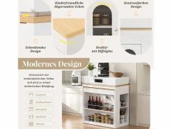 Hot Isla de cocina extensible con ruedas y tablero abatible - 83 x 46 x 96 cm - mesa alta con puerta y cajón - MDF + cristal - Isla Cocina