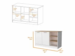 Outlet TuHome Isla de cocina Ginger en melamina con 7 estantes y 2 puertas , , 90.6 cm X 150 cm X 67 cm Multicolor