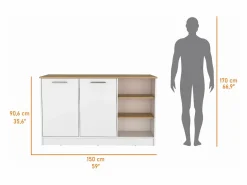 Outlet TuHome Isla de cocina Ginger en melamina con 7 estantes y 2 puertas , , 90.6 cm X 150 cm X 67 cm Multicolor