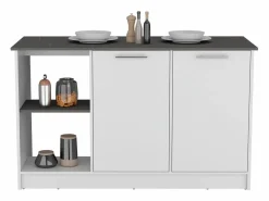 TuHome Isla de cocina Juniper en melamina con 2 puertas y 6 estantes , multicolor , 90 cm X 150 cm X 64 cm