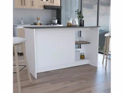 TuHome Isla de cocina Juniper en melamina con 2 puertas y 6 estantes , multicolor , 90 cm X 150 cm X 64 cm