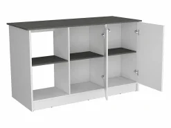 TuHome Isla de cocina Juniper en melamina con 2 puertas y 6 estantes , multicolor , 90 cm X 150 cm X 64 cm