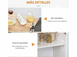 Homcom Isla de cocina Kalos extensible con ruedas 92,5x128,8x75,5 cm