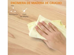 Homcom Isla de cocina Kalos extensible con ruedas 92,5x128,8x75,5 cm