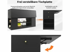 Hot Merax Isla de cocina moderna - 140 x 40 x 90 cm - mueble de cocina - con 2 cajones + 3 puertas - MDF - Negro