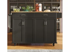 Hot Isla de cocina moderna, encimera abatible, mueble de almacenaje, acabado madera MDF, color (106x50x90,5 cm) Isla Cocina