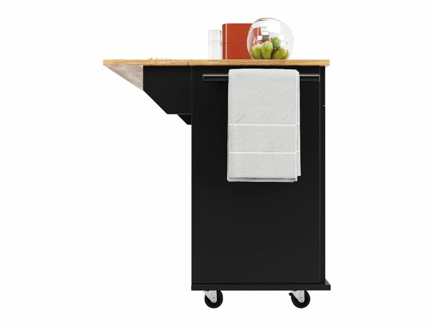 Hot Isla de cocina moderna, encimera abatible, mueble de almacenaje, acabado madera MDF, color (106x50x90,5 cm) Isla Cocina