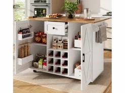 Merax Isla de cocina moderna, mueble aparador con veta de madera, 137,5×39,5×95,6 cm, MDF,