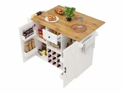 Merax Isla de cocina moderna, mueble aparador con veta de madera, 137,5×39,5×95,6 cm, MDF,