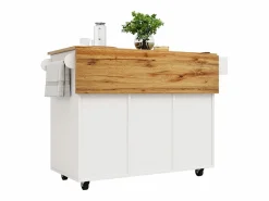 Merax Isla de cocina moderna, mueble aparador con veta de madera, 137,5×39,5×95,6 cm, MDF,
