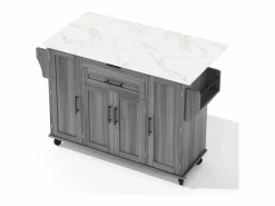 ModernLuxe Isla de cocina móvil - encimera extensible - con estante para especias y toallero - con 2 cajones y 4 puertas - MDF -