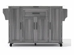 ModernLuxe Isla de cocina móvil - encimera extensible - con estante para especias y toallero - con 2 cajones y 4 puertas - MDF -