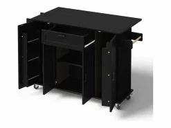 ModernLuxe Isla de cocina móvil - encimera extensible - con toallero - con 1 cajón y 4 puertas - MDF -