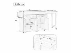 Sale Isla de cocina móvil blanca - Carrito de cocina con 4 puertas y 2 cajones - Superficie extensible y especiero Isla Cocina