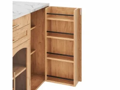 Best ModernLuxe Isla de cocina móvil central - mesa de comedor plegable - con espacio de almacenamiento y estante para especias - con ruedas - Natural Color natural claro