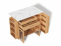 Best ModernLuxe Isla de cocina móvil central - mesa de comedor plegable - con espacio de almacenamiento y estante para especias - con ruedas - Natural Color natural claro