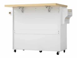 Sale Isla de cocina móvil con 2 puertas de cristal y 3 cajones - Mesa extensible - Isla Cocina