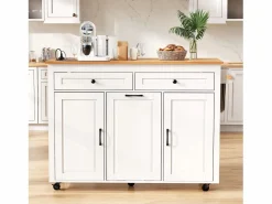 Best Isla de cocina móvil extensible - 120 x 40/75 x 92 cm - con 3 puertas + 2 cajones - MDF - Isla Cocina