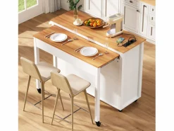 Best Isla de cocina móvil extensible - 120 x 40/75 x 92 cm - con 3 puertas + 2 cajones - MDF - Isla Cocina