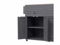 Online Isla de cocina móvil - Carrito de cocina con 4 puertas y 2 cajones - Superficie extensible y especiero Gris
