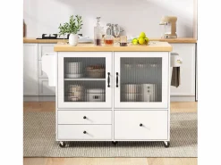 ModernLuxe Isla de cocina móvil 100x42x91.5cm - encimera extensible - espacio de almacenamiento multifuncional -
