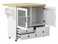 ModernLuxe Isla de cocina móvil 100x42x91.5cm - encimera extensible - espacio de almacenamiento multifuncional -