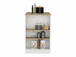 TuHome Isla de cocina Portree en melamina 3 estantes y almacenamiento abierto , 91.28 cm X 92 cm X 59 cm ,