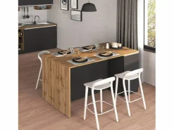 Clearance Isla de cocina Sole con 2 puertas en antracita mate/roble 160x90x90 cm Isla Cocina