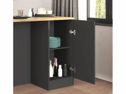 Clearance Isla de cocina Sole con 2 puertas en antracita mate/roble 160x90x90 cm Isla Cocina