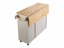 Best Isla de Cocina, SucceBuy Carrito de Cocina de 115 cm con Ruedas, Armario de Almacenamiento con Cajón y Estante Isla Cocina