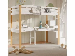 Clearance it litera 90 x 200, altillo con escritorio, cama infantil con escalera de almacenamiento, barandilla de seguridad, Cama Litera