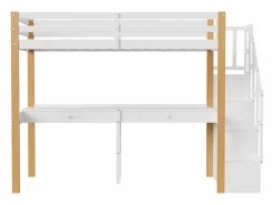 Clearance it litera 90 x 200, altillo con escritorio, cama infantil con escalera de almacenamiento, barandilla de seguridad, Cama Litera