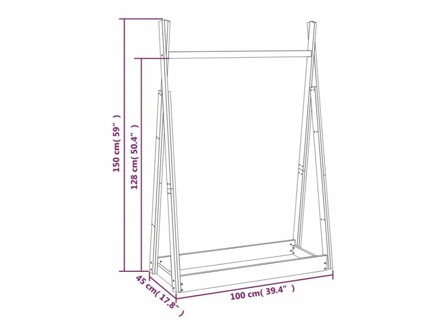 Garden Furniture Jacques-Marie Perchero de madera maciza de pino 100x45x150 cm