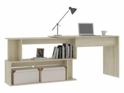 Garden Furniture Jakobstad Escritorio de esquina contrachapada color roble 200x50x76 cm