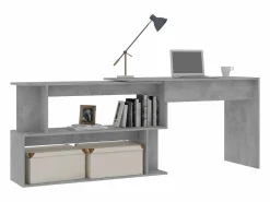 New Garden Furniture Jakobstad Escritorio de esquina contrachapada hormigón 200x50x76 cm Gris
