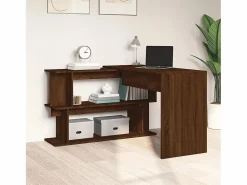 Best Garden Furniture Jakobstad Escritorio esquina madera contrachapada color roble 200x50x76cm Marru00f3n