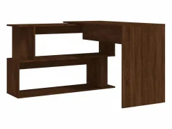 Best Garden Furniture Jakobstad Escritorio esquina madera contrachapada color roble 200x50x76cm Marru00f3n