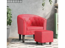 Garden Furniture Jalkar Sillón con taburete cuero sintético