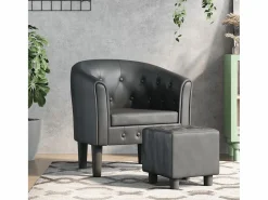 Garden Furniture Jalkar Sillón con taburete cuero sintético