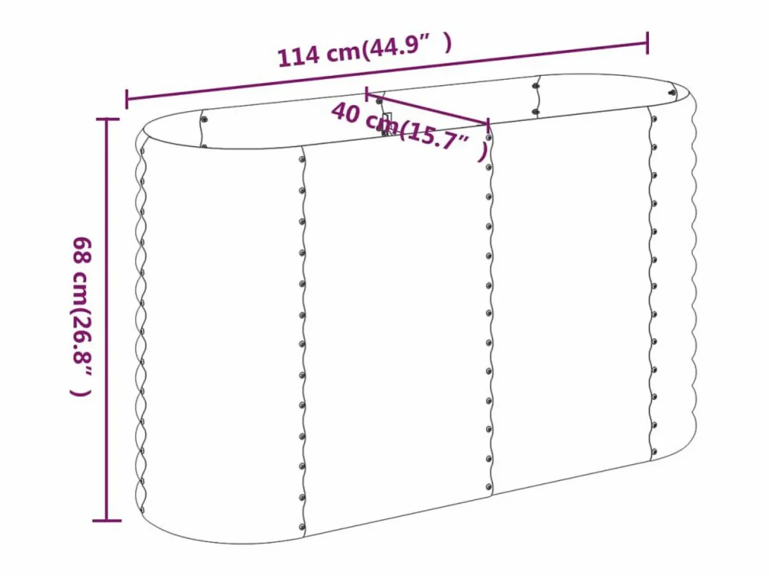 Clicnbuy Jardinera arriate acero recubrimiento polvo 114x40x68 cm