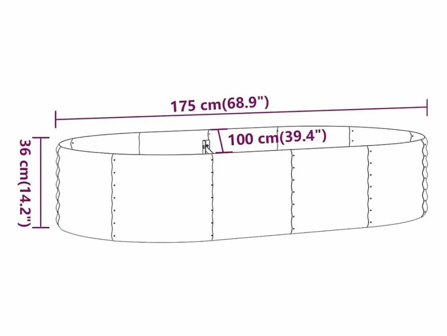 Clicnbuy Jardinera arriate acero recubrimiento polvo 175x100x36 cm