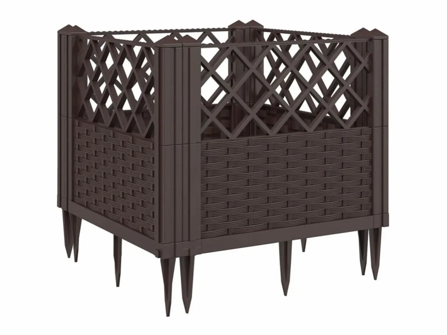 Jardinera con clavijas PP marrón 43,5x43,5x43,5 cm Jardinera
