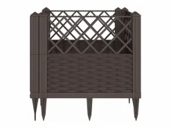 Jardinera con clavijas PP marrón 43,5x43,5x43,5 cm Jardinera