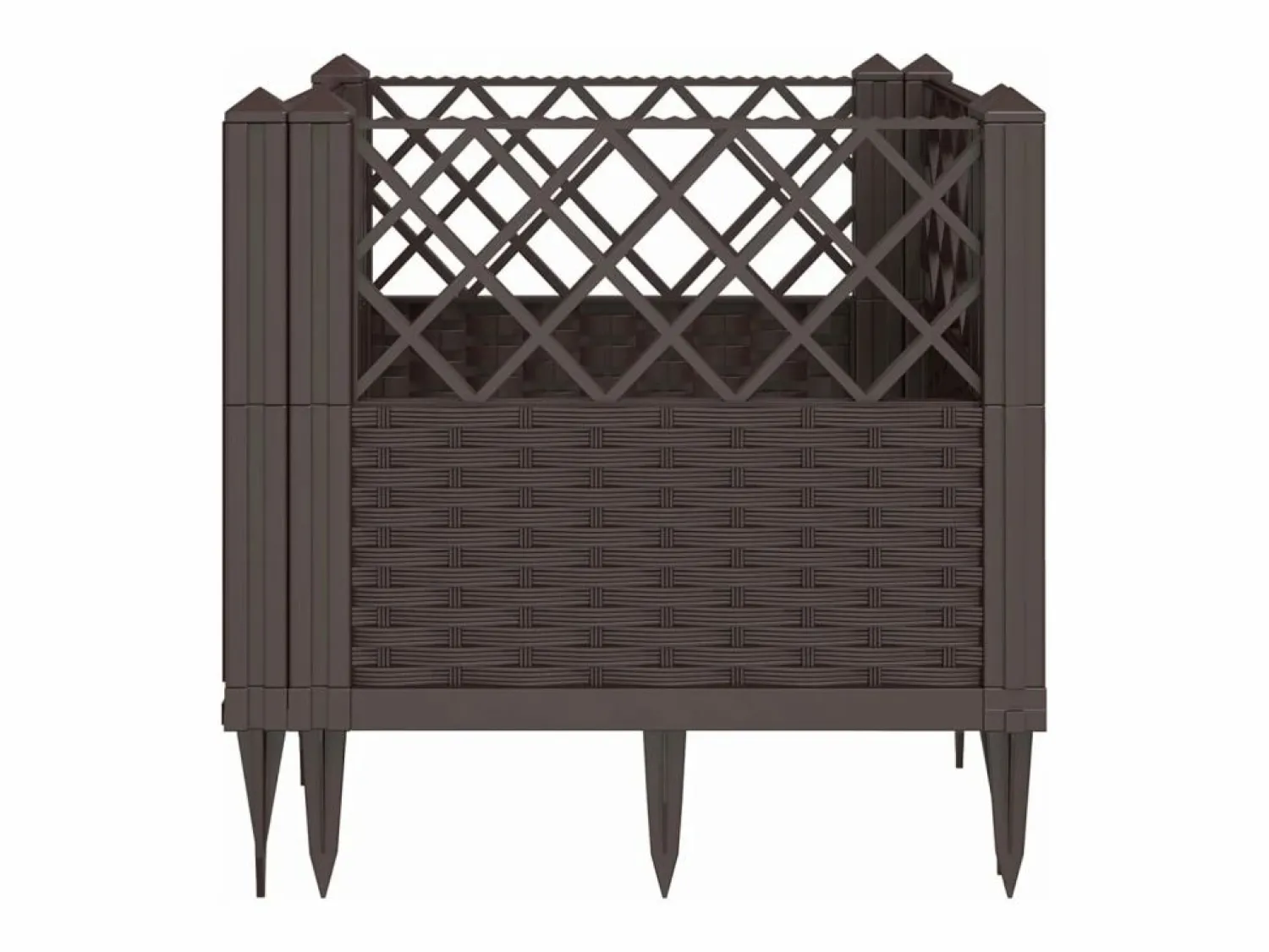 Jardinera con clavijas PP marrón 43,5x43,5x43,5 cm Jardinera