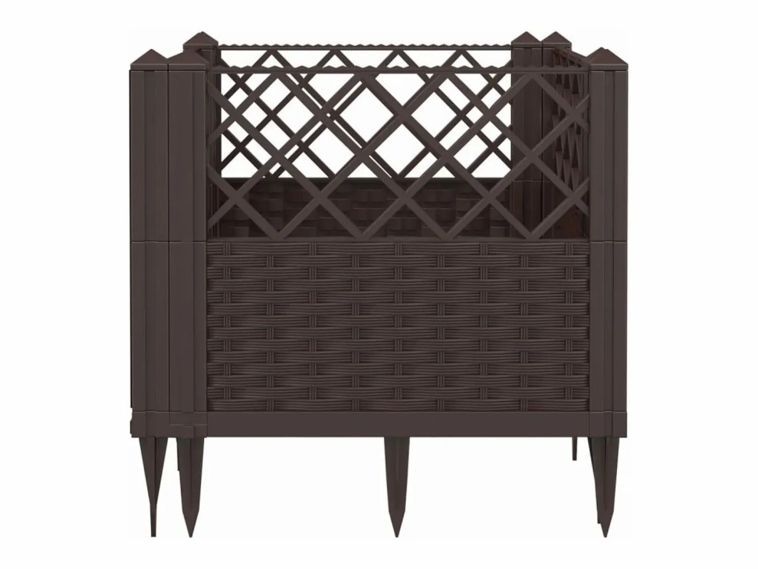 Jardinera con clavijas PP marrón 43,5x43,5x43,5 cm Jardinera