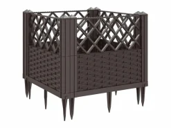 Jardinera con clavijas PP marrón 43,5x43,5x43,5 cm Jardinera